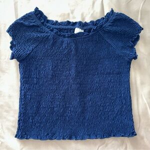 Girls Blue Smocked Top Size Large